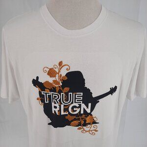 True Religion White T-Shirt Adult Size XL Logo Embroidered